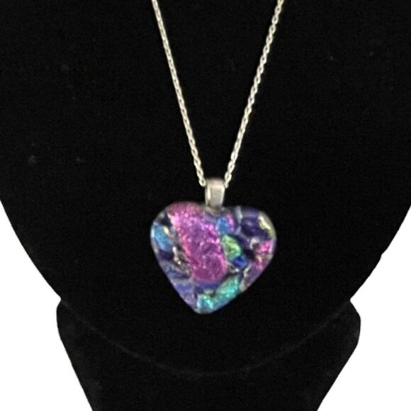 Artisan Handmade Glass Heart Necklace - Picture 4 of 7